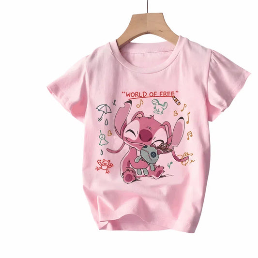 T-shirt Stitch Rose pour Fille